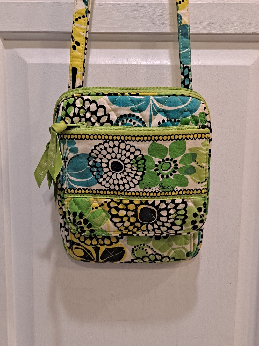 Vera Bradley Lime's Up Mini Hipster Green Blue Yellow Black Floral Crossbody Bag